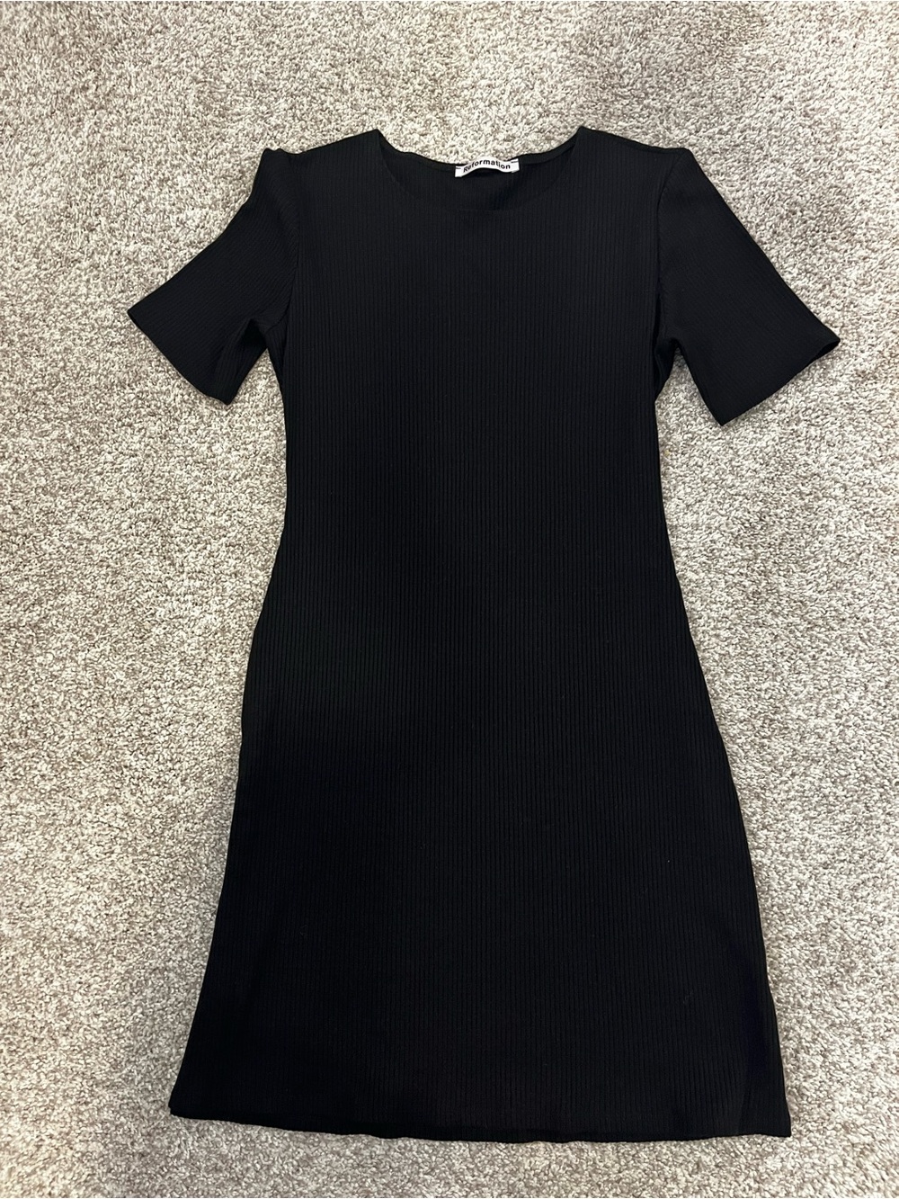 Reformation Black Ribbed Mini Dress